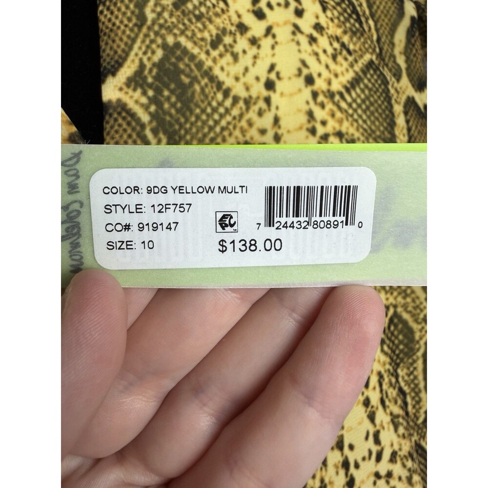 Sam Edelman Snake Print Ruffle Dress Size 10 NWT Yellow Multi - Picture 12 of 16